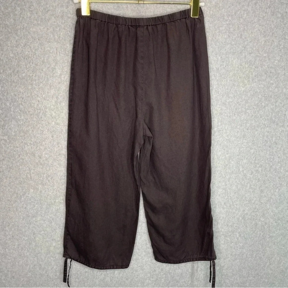 Eileen Fisher Irish Linen Coulette Brown Pants - Picture 4 of 4